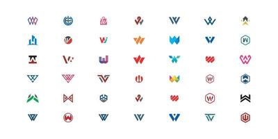 conjunto de vector de diseño de logotipo de letra inicial w