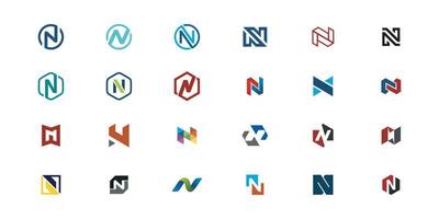 conjunto de vector de diseño de logotipo de letra inicial n