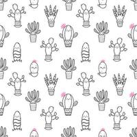 Cute cactus. Seamless pattern for sewing children clothing. Printing on fabric and wrapping paper. Endless wallpaper in nursery. vector