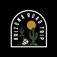 diseño gráfico vintage para camiseta viaje por carretera de arizona vector