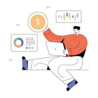 A handy flat illustration of financial analysis vector