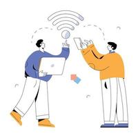 A customizable flat illustration of wireless network vector
