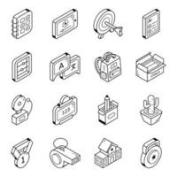 Line Isometric Icons of Learning vector