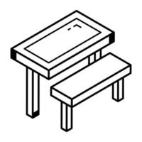 Trendy outline icon of picnic table vector