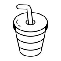 An outline icon vector of takeaway drink