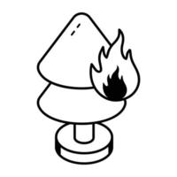 vector de icono de contorno de moda de incendios forestales