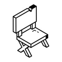 A customizable line icon of camping chair vector