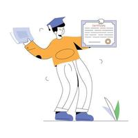 ilustración plana moderna del certificado de graduación vector