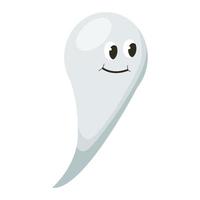 Cartoon Cute small smiling ghost. Halloween decoration. Flat vector illustration isolated on white background