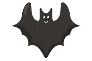 Cute cartoon black bat. Halloween decoration. Flat Vector illustration isolated on white background