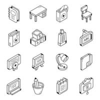 Pack of Education Isometric Line Icons vector