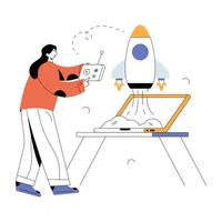 A flat illustration design of launch vector
