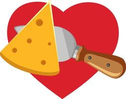 Isolated cheese on heart vector