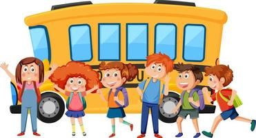 School bus with students cartoon vector