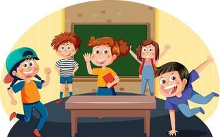 Chalkboard with school kids template vector