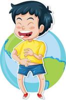 A boy laughing cartoon character vector