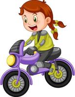 A girl riding motocross bike cartoon character vector