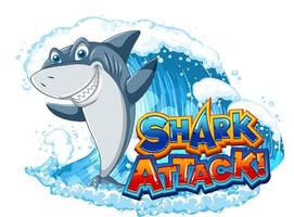 Shark attack icon with shark cartoon character vector