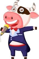 A cow singing cartoon character vector