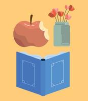 text book with apple vector