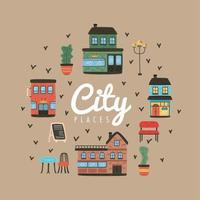 city lettering with places vector