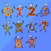 Kids Number Collection with Expression Cartoon Character, Set of Number Colorize Pattern vector