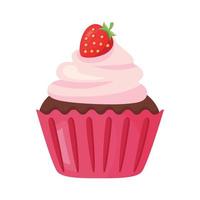 sweet cupcake with strawberry vector