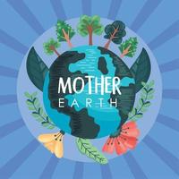 mother earth lettering card vector