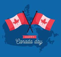 canada day lettering with flags vector