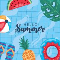 hello summer in pool vector