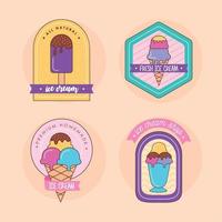 four ice cream stickers vector