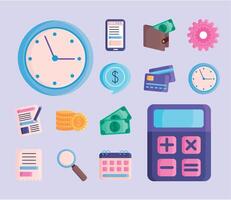 budget management icons vector