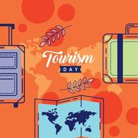 postal de letras del día mundial del turismo vector