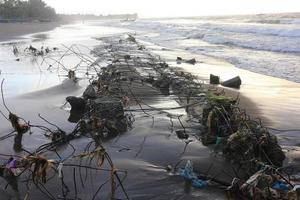 damage to buildings on the coast due to the tsunami photo