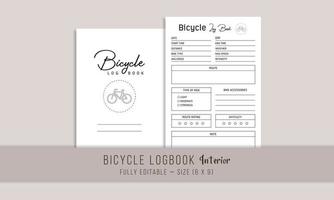 Cycling Log Book Journal Interior Template vector