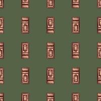 Mailbox engraved seamless pattern. Vintage letterbox in hand drawn style. vector