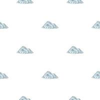 Mountain peak engraved seamless pattern. Vintage rock landscape in hand drawn style. vector