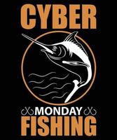 Cyber Monday Fishing Vector T-Shirt Design Template