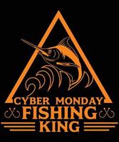 plantilla de diseño de camiseta de vector de rey de pesca de lunes cibernético