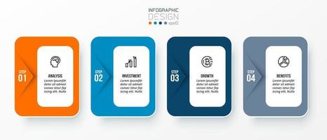 concepto de negocio de plantilla infográfica con paso. vector