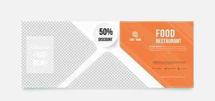 Food restaurant discount banner template. vector