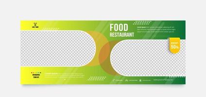 plantilla de banner de descuento de restaurante de comida. vector