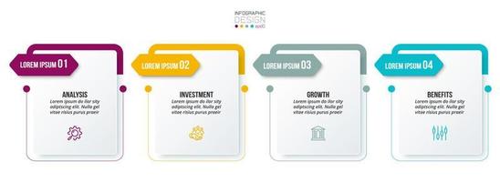 concepto de negocio de plantilla infográfica con paso. vector