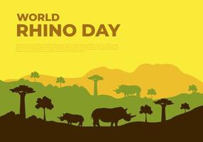 World rhino day background with rhino in the forest on september 22. vector