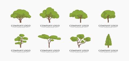 Tree logo bundle. Natural plants garden symbols template.  Perfect for business company logo. Vector illustration.