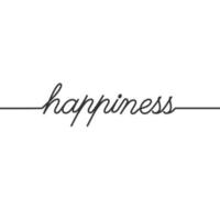 Happiness - Continuous line drawing typography lettering minimalist design vector