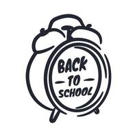 Back to school lettering hand drawn design with alarm clock vector