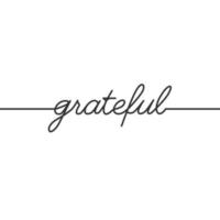 Grateful  - Continuous line drawing typography lettering minimalist design vector