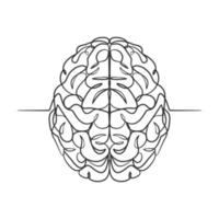 dibujo de línea continua de un cerebro humano vector