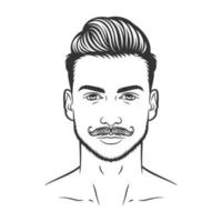 diseño de ilustración de cara de hipster de hombre barbudo vector